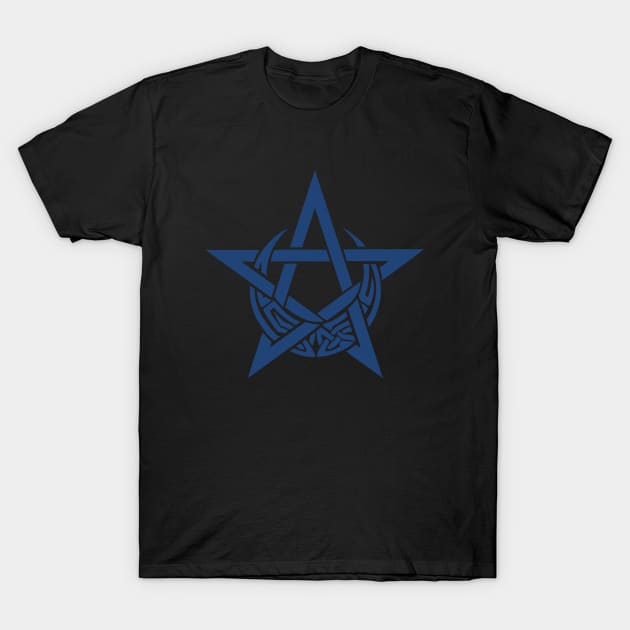 Blue Celtic Pentacle | Pentagram | Celtic Moon T-Shirt by DepicSpirit